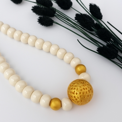 Κολιέ με ασήμι 925 και κεραμικές χάντρες