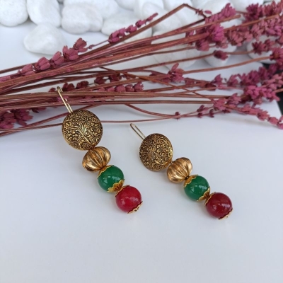 Σκουλαρίκια vintage με ημιπολύτιμες πέτρες