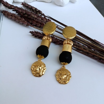 Σκουλαρίκια από ανοξείδωτο ατσάλι και ύφασμα