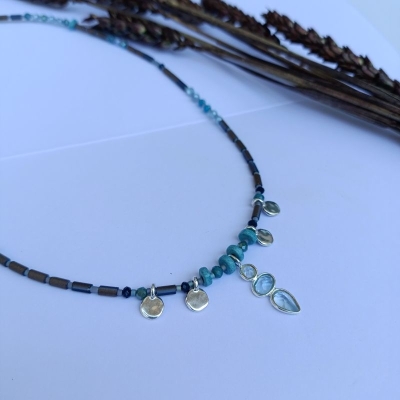 Κολιέ από ασήμι 925 μέταλλο και ημιπολύτιμες πέτρες