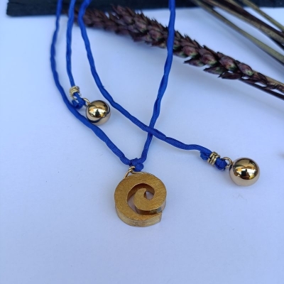 Κολιέ με μεταξωτό ύφασμα και ασημί 925 και μέταλλο