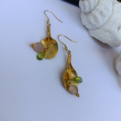 Σκουλαρίκια από ασήμι 925 και ημιπολύτιμες πέτρες