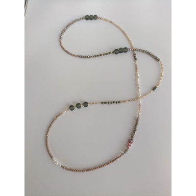 Κολιέ από μαργαριτάρια, κρύσταλλα και ανοξείδωτο ατσάλι