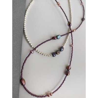 Κολιέ από μαργαριτάρια, χάντρες αιματίτη και κρύσταλλα