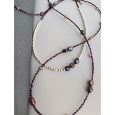 Κολιέ από μαργαριτάρια, χάντρες αιματίτη και κρύσταλλα